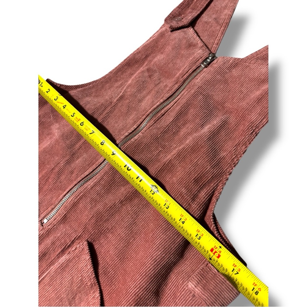 Wild Fable Dusty Rose Corduroy Zip Front/Pockets Sleeveless Overall Mini Dress - Picture 10 of 16